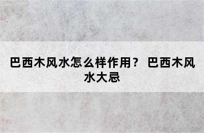 巴西木风水怎么样作用？ 巴西木风水大忌